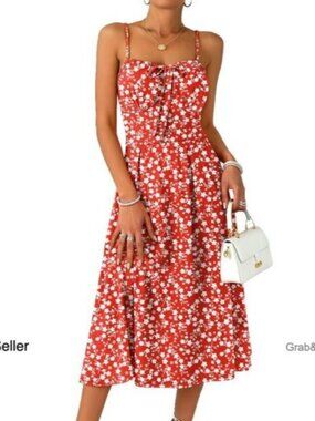 Floral Corset Spaghetti Strap Milkmaid Midi Sundress Elegant Wedding Guest Dress